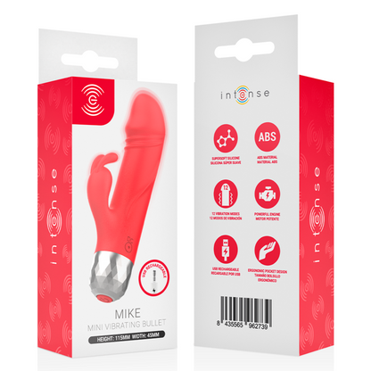 INTENSE - MIKE MINI VIBRATEUR LAPIN RECHARGEABLE USB ROUGE