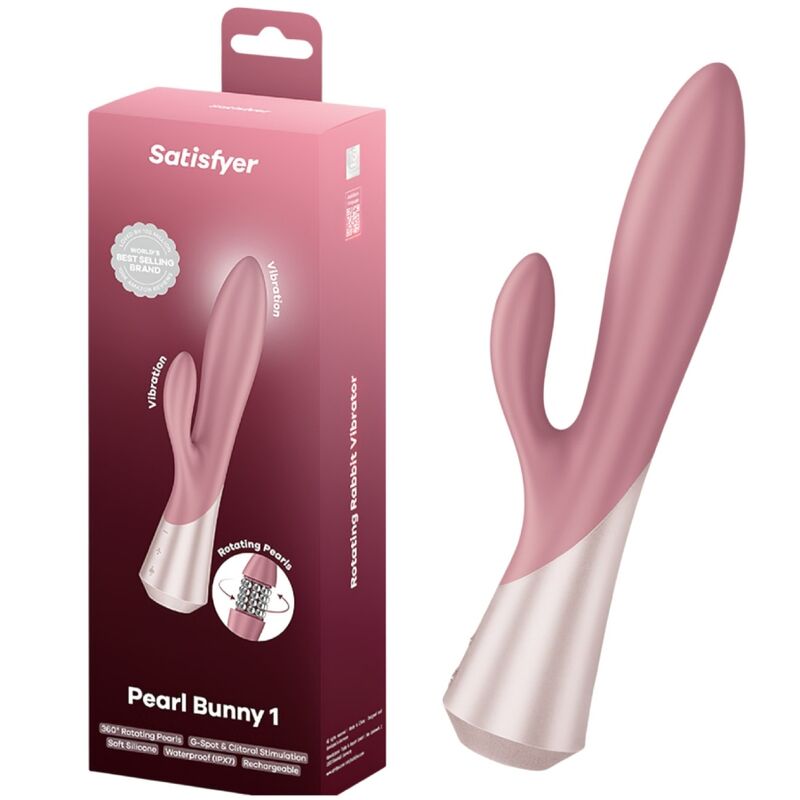 SATISFYER - PEARL BUNNY 1 VIBRATEUR LAPIN AVEC PERLES ROTATIVES TERRE CUITE