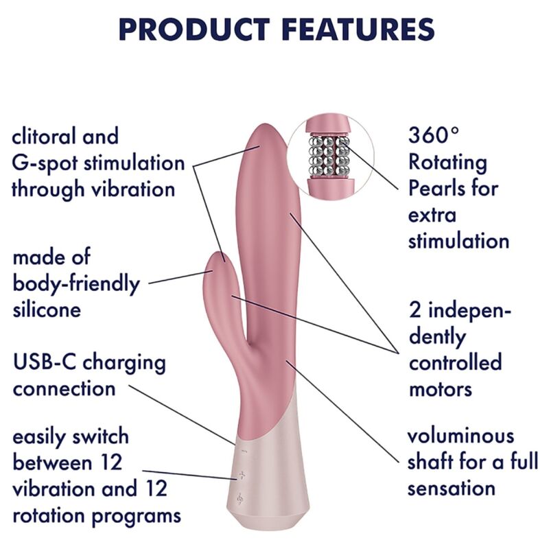 SATISFYER - PEARL BUNNY 1 VIBRATEUR LAPIN AVEC PERLES ROTATIVES TERRE CUITE