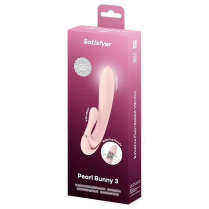 SATISFYER - VIBRATEUR LAPIN PEARL BUNNY 3 AVEC PERLES ROTATIVES ROSE CLAIR