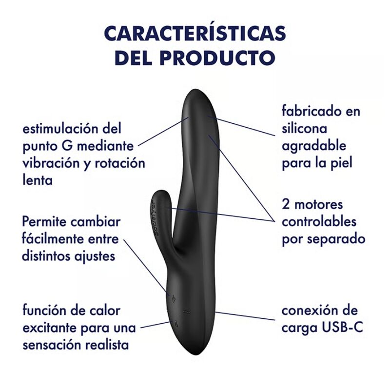 SATISFYER - HEAT FLEX 3 VIBRATEUR CHAUFFANT LAPIN NOIR