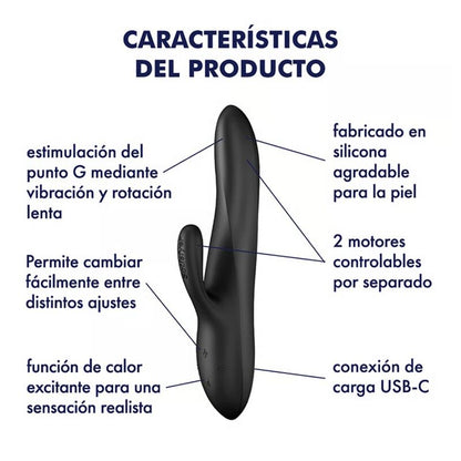 SATISFYER - HEAT FLEX 3 VIBRATEUR CHAUFFANT LAPIN NOIR