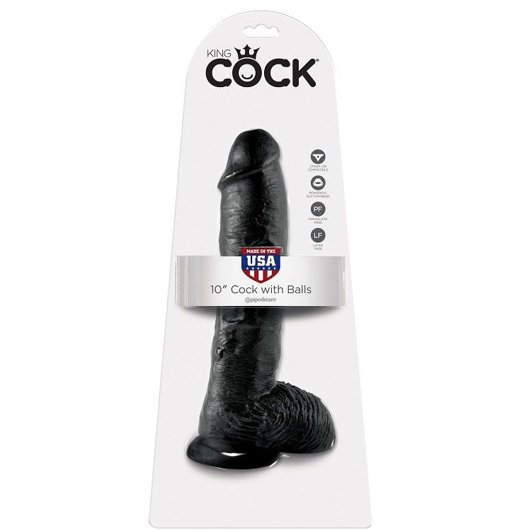 KING COCK - GODE NOIR AVEC BOULES 25.4 CM