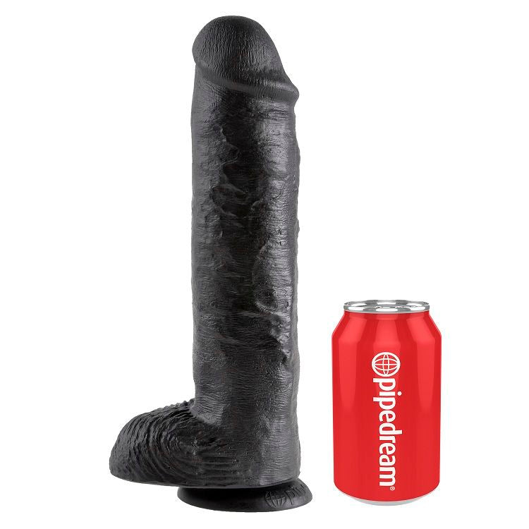 KING COCK - GODE NOIR AVEC BOULES 28 CM