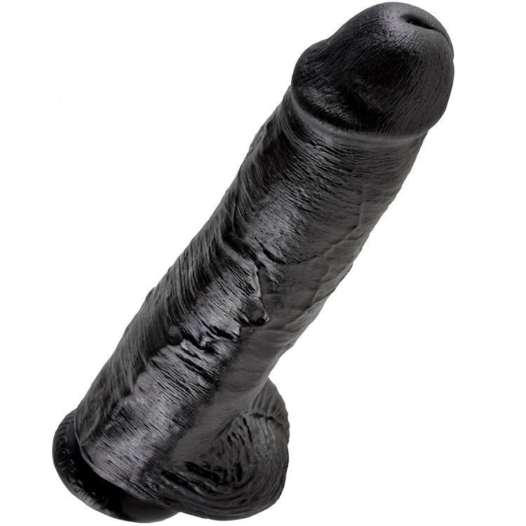 KING COCK - GODE NOIR AVEC BOULES 28 CM