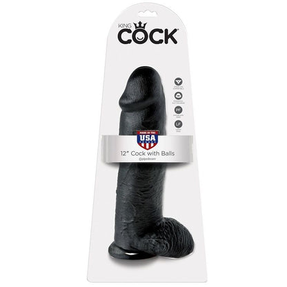 KING COCK - GODE NOIR AVEC BOULES 30.48 CM