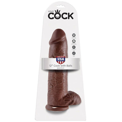 KING COCK - GODE MARRON AVEC BOULES 30.48 CM