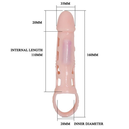 BAILE - COUVERTURE DEXTENSION DE PÉNIS AVEC VIBRATION ET SANGLE NATURELLE 13,5 CM