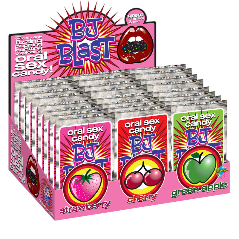PIPEDREAM - BJ BLAST FRAISE / CERISE ET POMME VERTE - PRÉSENTOIR - 36 PIÈCES